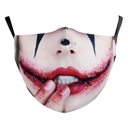 Halloween Digital Printing Funny Horror Face Double Layer Dust Mask