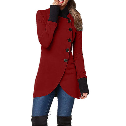 Single-breasted Panelled Hem Slit Long-sleeved Jacket