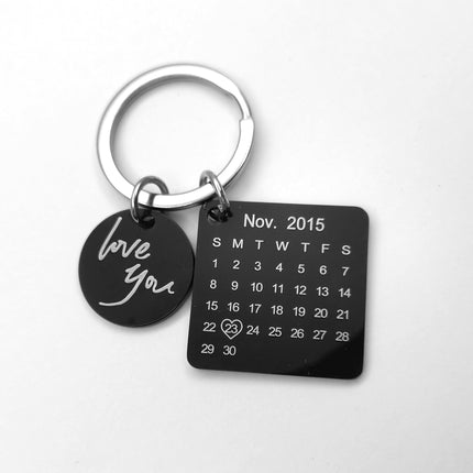 Custom DIY Personalized Calendar Keychain Hand Carved Calendar Keyring Gift For Boyfriend Girlfriend Stainless Steel Private