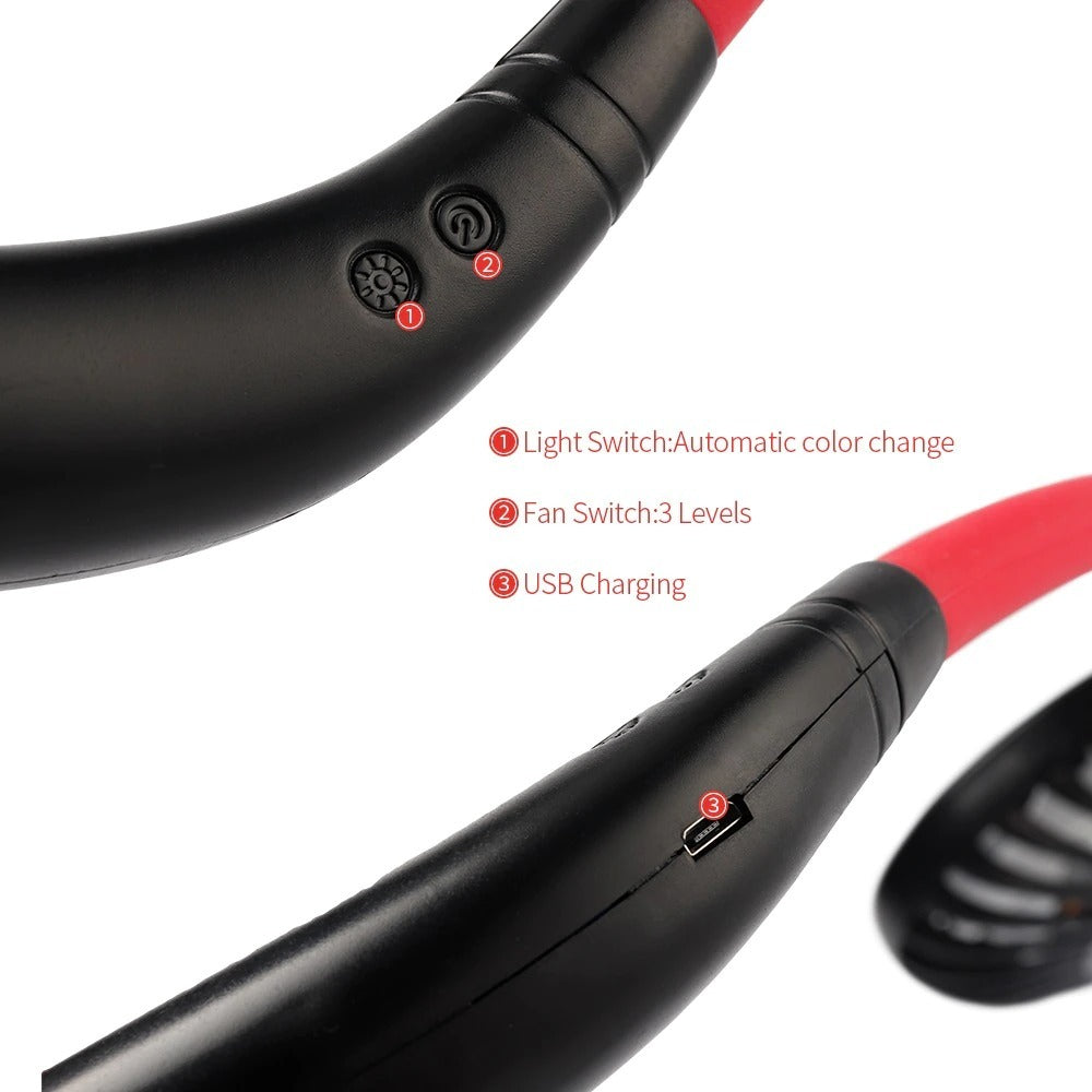 BreezeNova | Neckband Fan | Usb Rechargeable | Double Fans | Colorful Aroma | Desk And Room Cooling With Aroma Diffuser -