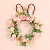 EasterCharm | Easter Wreath | Silk Flowers | Rabbit Accent | 35x45 cm | Festive Home Decor -