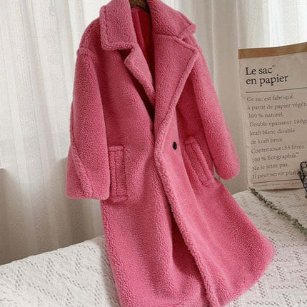 Lapel Lamb Fleece Coat With Pockets Faux Fur Coat Winter Warm Thickening Long Windbreaker Women's Clothing