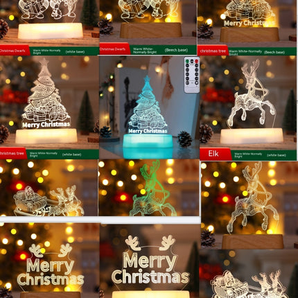 Christmas Decoration 3D Lamp Acrylic LED Night Lights New Year Valentines Day Christmas Kids Gift Christmas Ornaments