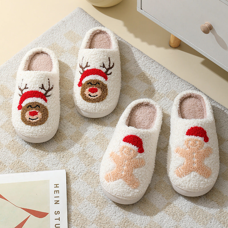 Christmas Home Slippers for Women & Men | Cute Cartoon Santa Claus Winter Warm Furry Shoes | Suede Upper | Soft TPR Sole | Cozy Holiday Indoor Slippers | Couples Plush House Shoes - Apparel & Accessories > Shoes > Slippers