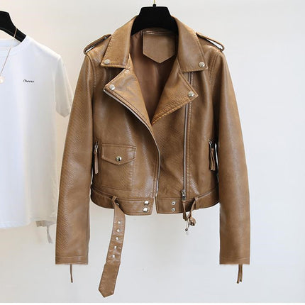 Women's Short Leather Jacket Spring And Autumn