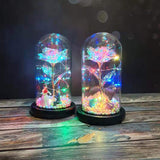 Beauty Eternal | Rose Flask Ornament | Dustproof Cover | Gold Rose | 9 cm Dia 20 cm H | Ideal Wedding Decor -