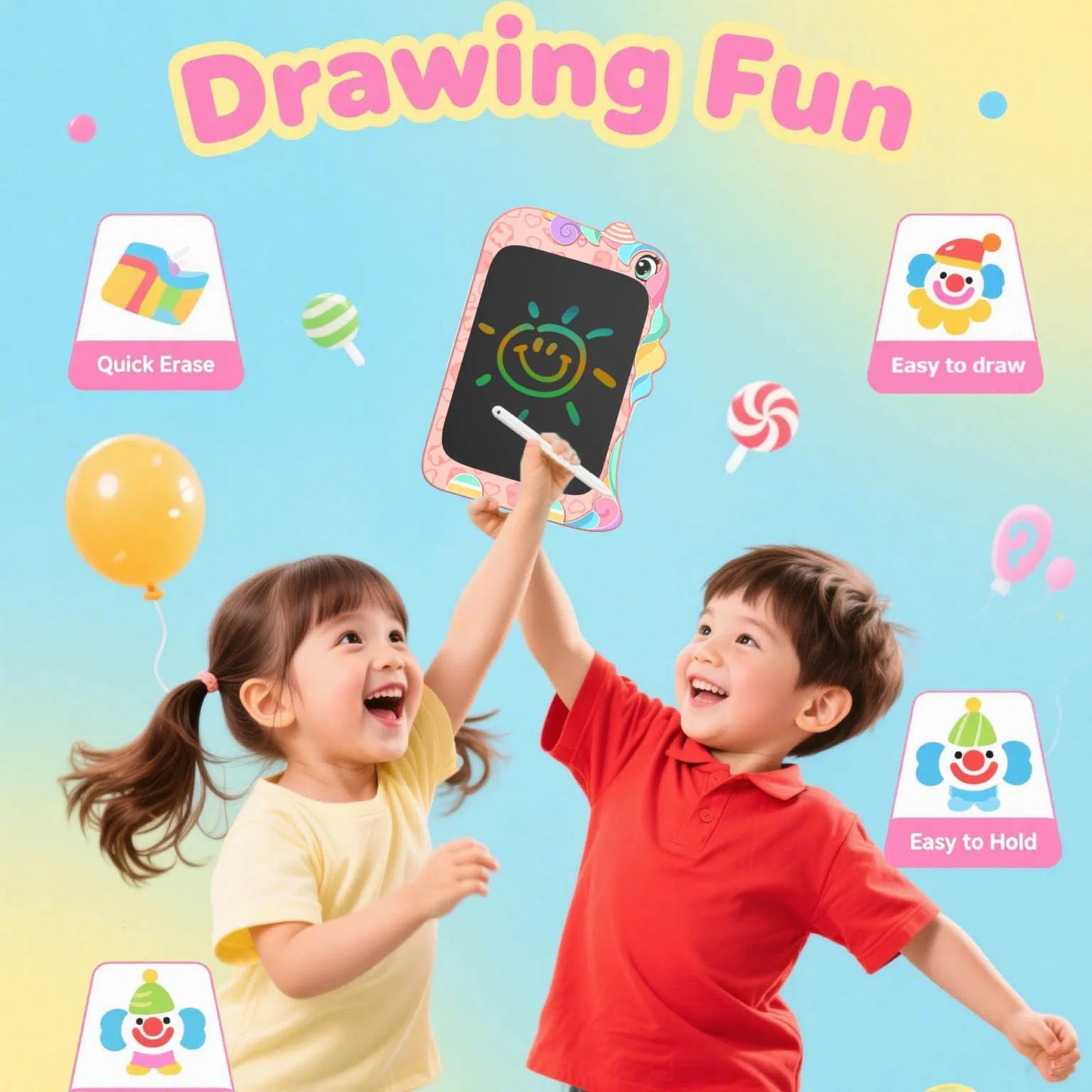 MiniLearn | Lcd Writing Tablet | 8 Point 5 Inch Color Screen | Erasable Doodle Pad | Unicorn Theme | Eye Safe Lcd Tech -