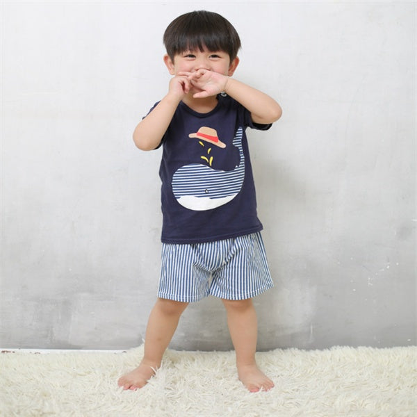 BabyJoy | Cartoon Baby Tee Set | Soft Cotton | Cartoon Animal Stripe | 80-100 cm | Everyday Wear -