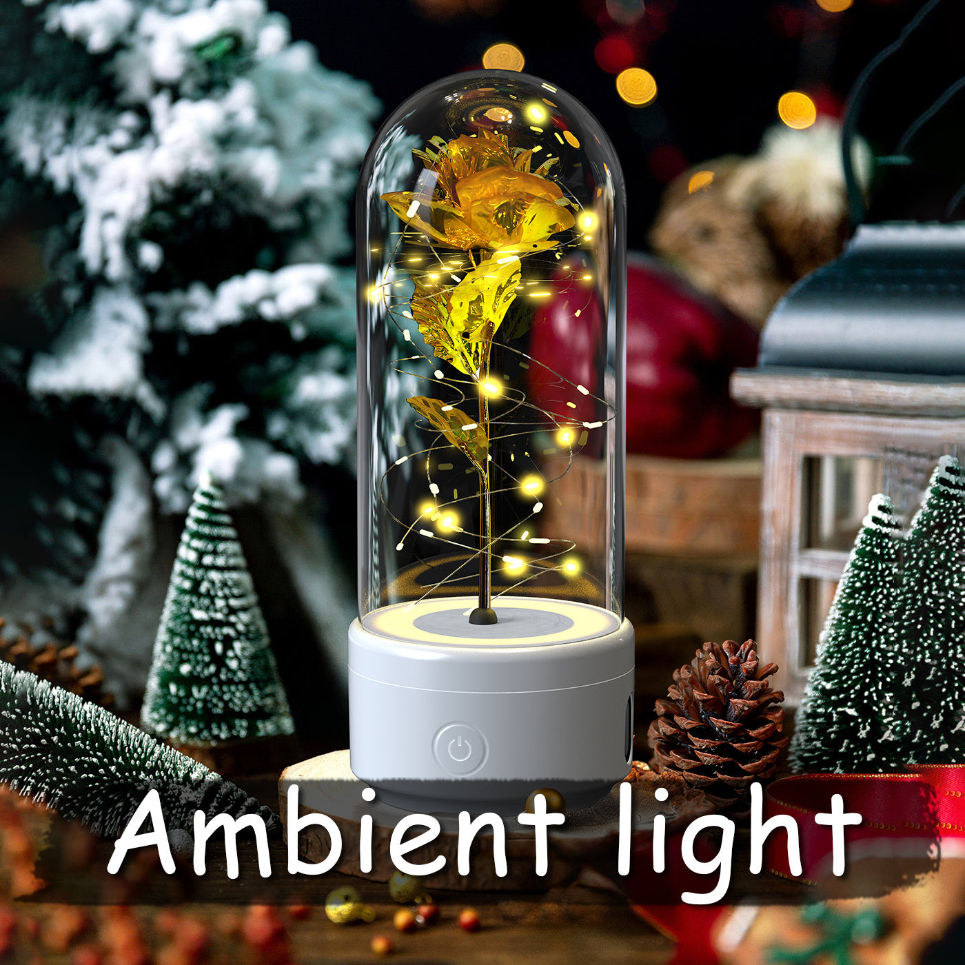 Creative | 2 In 1 Rose Led Bluetooth Light And Speaker | Rose Led Night Light | Glass Cover | Red | Romantic Gift -