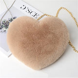 Women’s Plush Heart Shoulder Bag | Valentine’s Day Party Purse | Soft Plush Chain Crossbody | Zipper Closure | Cute Medium Round Heart Bag for Gifts & Events - Apparel & Accessories > Handbags, Wallets & Cases > Handbags > Shoulder Bags