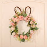 EasterCharm | Easter Wreath | Silk Flowers | Rabbit Accent | 35x45 cm | Festive Home Decor -