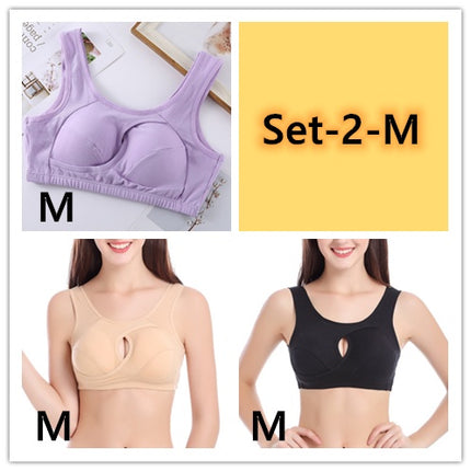 Plus Size Women Bra Ladies Cotton Quake-Proof Underwear Sleep Tops No Buckles Non Wire Lingerie With Removable Padded