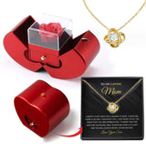 Eternal Rose Apple Gift Box Necklace | Heart Pendant Clavicle Chain for Women | Preserved Soap Flower Jewelry Box | Romantic Christmas, Valentine’s & Mother’s Day Gift | Gold/Silver Plated Copper Necklace Set - Health & Beauty > Jewelry Cleaning & Care > Jewelry Holders > Jewelry Boxes