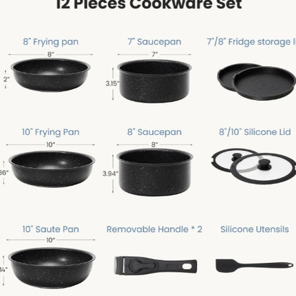 12 POTS And Pans Set, Non-stick Kitchen Cookware Set