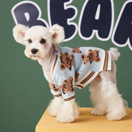 Dog Cat Sweater Preppy Style V-neck Striped Vest Pet Puppy Winter Warm Clothes Apparel For Dogs Cats