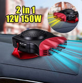 Auto Breeze | Windshield Defroster | 12V Heating And Cooling | Car Mount | Black Red | Fast Defrost For Visibility -