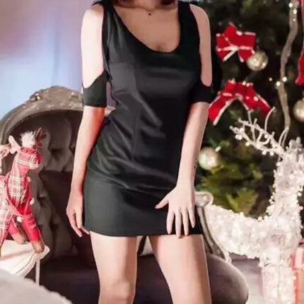 Low Cut Off Shoulder Base Mini Skirt Dress