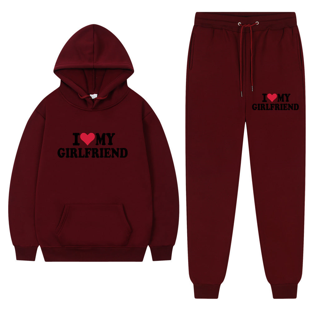 I Love My Girlfriend | Casual Suit | Graphic Print | Comfortable Everyday Wear | Size L | Relaxed Casual Look -