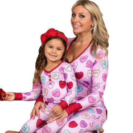 Valentines Day Love Print Casual Home Pajamas Parent Child Set