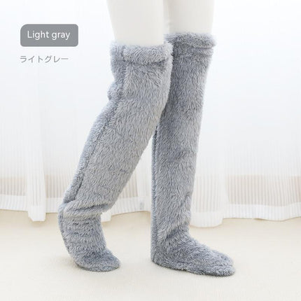 Over Knee High Fuzzy Long Socks Winter Warm Cold Leg Knee Joint Cold-proof Stockings Home Floor Sleeping Socks