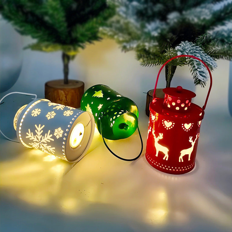 Christmas LED Candle Lantern | Nordic Style Electronic Candle Light | Creative Holiday Decoration for Christmas & Halloween | Wrought Iron Wind Lantern - Home & Garden > Decor > Flameless Candles