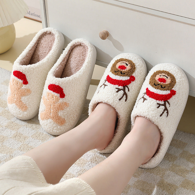 Christmas Home Slippers for Women & Men | Cute Cartoon Santa Claus Winter Warm Furry Shoes | Suede Upper | Soft TPR Sole | Cozy Holiday Indoor Slippers | Couples Plush House Shoes - Apparel & Accessories > Shoes > Slippers