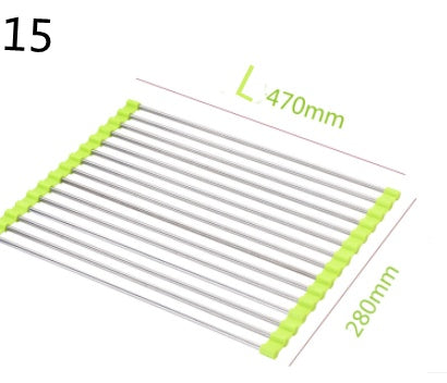 | Folding Kitchen Drain Rack | Stainless Steel | Easy to Clean | Space Saving | Large | Keeps Counter Dry and Organized -