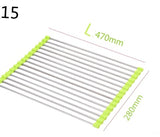 | Folding Kitchen Drain Rack | Stainless Steel | Easy to Clean | Space Saving | Large | Keeps Counter Dry and Organized -