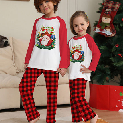 Christmas Parent-Child Clothes Set Long Sleeve T-Shirt Plaid Pants Family Matching Pajamas