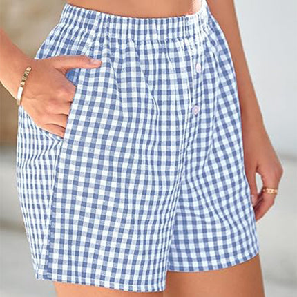 Holiday Women's Casual High Waist Loose Fashion Plaid Shorts