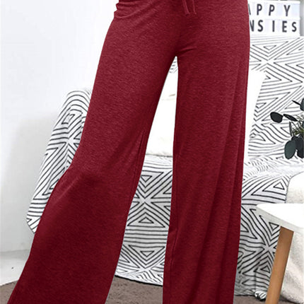 Wide Leg High Waist Elastic Band Casual Pants