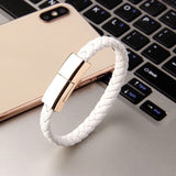 BraceletCharge | Bracelet Charger Cable | Braided Leather | Emergency USB Cable | Black | On-The-Go iPhone Charging -