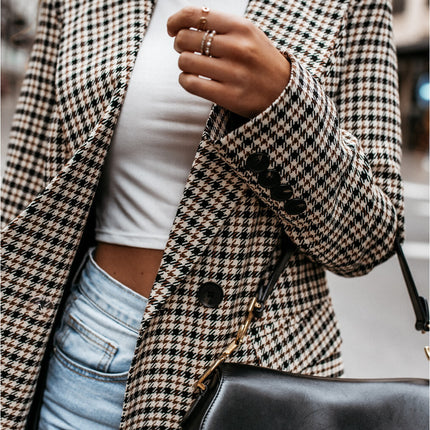 Women's Winter Plaid Long Suit Jacket