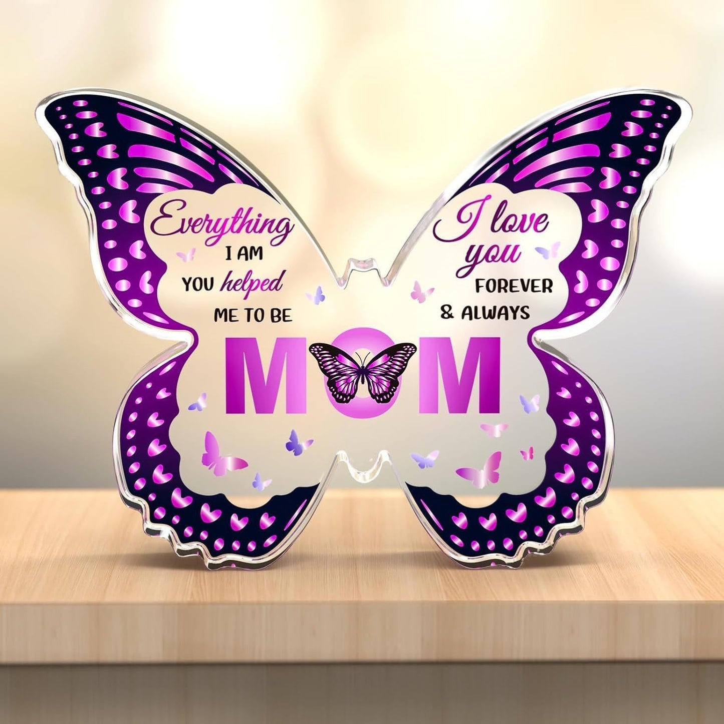 Butterfly Keepsakes | Acrylic Keepsake | Butterfly Shape | Purple Wing Pattern | Perfect Mother's Day Gift For Mom -