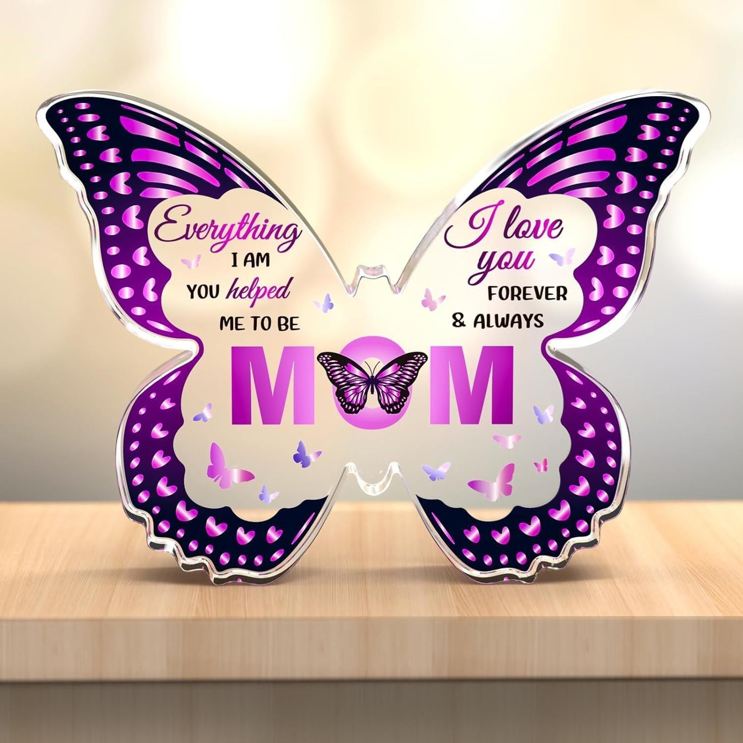 Butterfly Keepsakes | Acrylic Keepsake | Butterfly Shape | Purple Wing Pattern | Perfect Mother's Day Gift For Mom -
