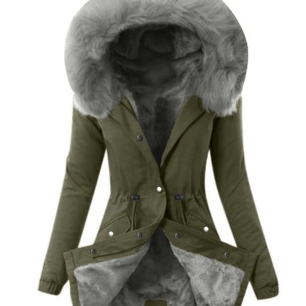 Hooded Drawstring Plush Jacket Women