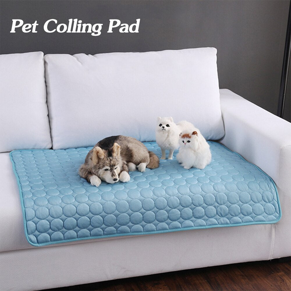 Ice Silk Pet Cooling Pad for Dogs & Cats | Summer Cold Nest Mat | Breathable Heat-Resistant Cooling Cushion | Lightweight Portable Bed | S–XL Sizes - Animals & Pet Supplies > Pet Supplies > Pet Beds > Cooling Beds