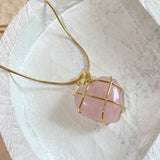 Fashion Moonstone Necklace | Cartoon Princess Heart Pendant for Girls & Women | Real Gold Electroplated Copper Chain | Japanese & Korean Style | Barbie Opal & Pink Spar Options | 39cm + 7cm Extension - Apparel & Accessories > Jewelry > Necklaces