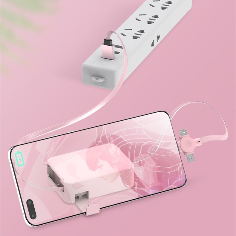 MacaronTech | 4in1 Usb Cable | Retractable | MultiConnector | Pastel Macaron | Charge And Sync On The Go -