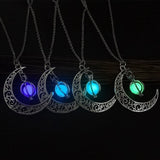 Fashion Moon | Luminous Stone Necklace | Natural Glowing Stone | Healing Crystal Pendant | Glow In The Dark -