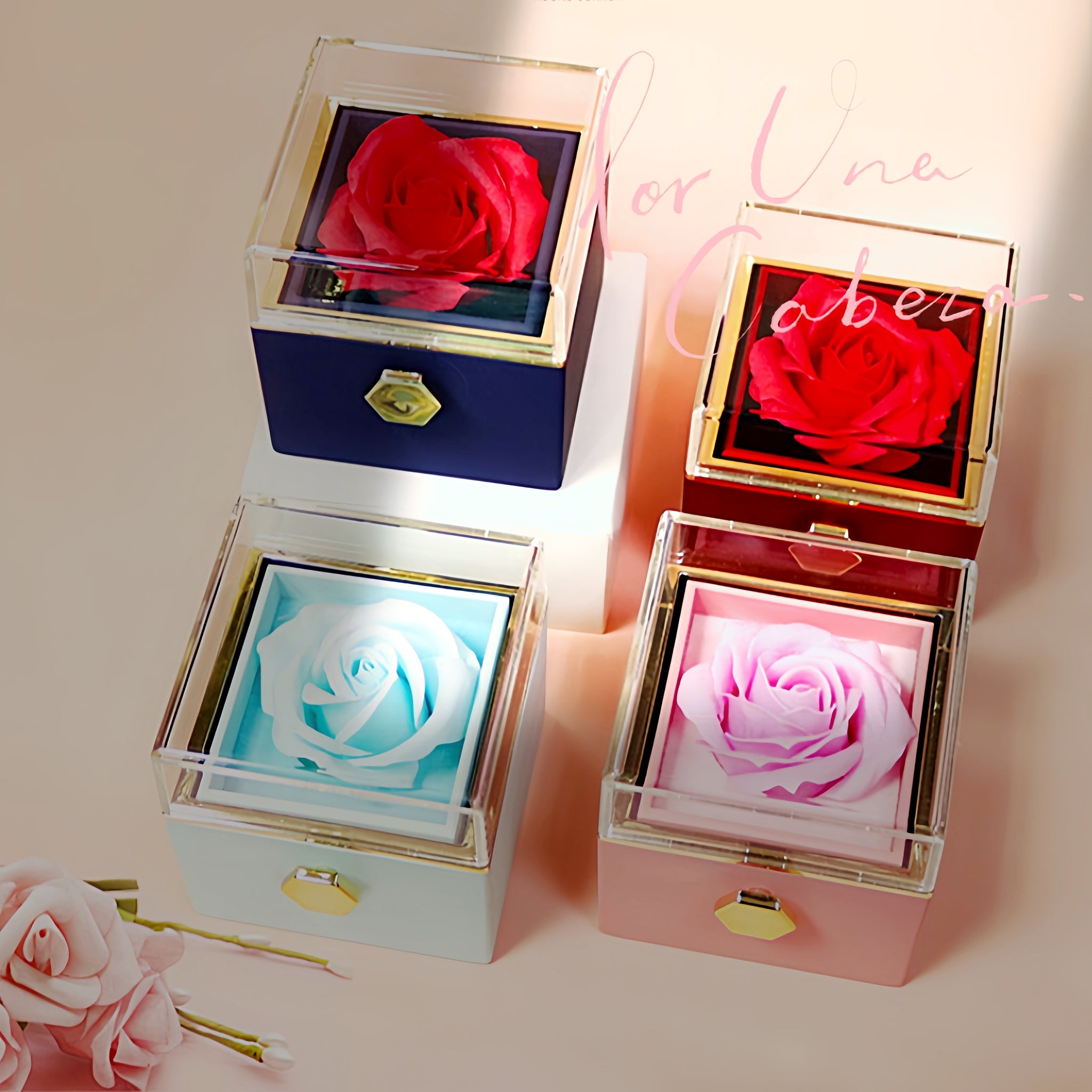 Forever Rose | Rotating Rose Soap Flower Gift Box | Acrylic Cover Rotating Display | Lasts For Years | Red | Valentines Day Gift - Health & Beauty > Jewelry Cleaning & Care > Jewelry Holders > Jewelry Boxes