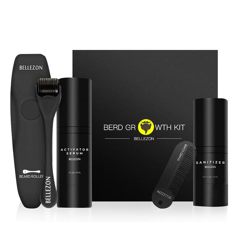 Beard Growth Liquid & Microneedle Beard Care Set | 30ml Beard Growth Essence with Titanium Microneedle Roller | Zinc Alloy Massage Comb | Disinfectant Spray | Promotes Thick, Full Beard Growth & Follicle Activation - Health & Beauty > Personal Care > Shaving & Grooming
