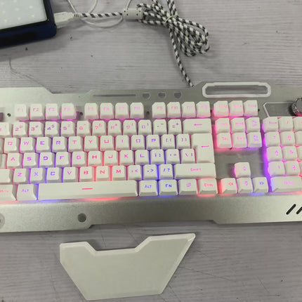 ErgonomicWired Gaming Keyboard with RGB Backlight Phone Holder