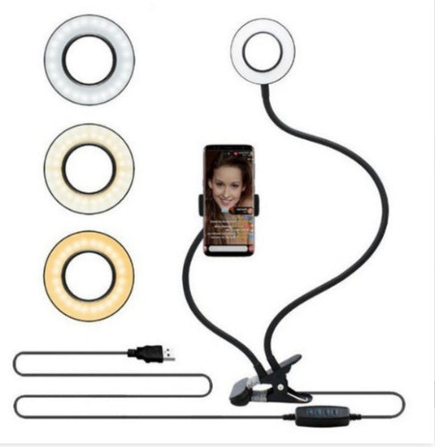 LumiFlex | LED Selfie Ring Light | Hands Free Clamp | 3 Color Temps 10 Levels | Ideal for Makeup and Selfies -