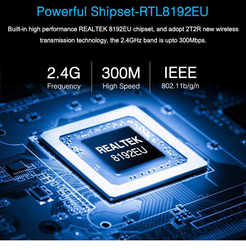 NetFlex | Wireless Card | 300 Mbps | RTL8192EU Chipset | Black | Plug and Play on Windows Mac Linux -