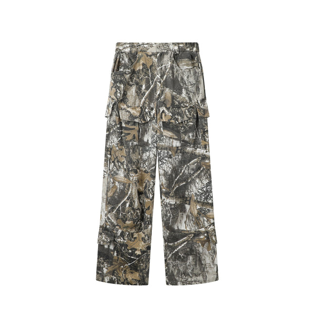 Distressed Camouflage Pants Wide Leg Loose Straight Cargo Pants
