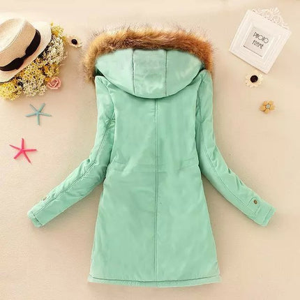 Thick Winter Jacket Women Large Size Long Section Hooded parka outerwear new fashion fur collar Slim padded cotton warm coat