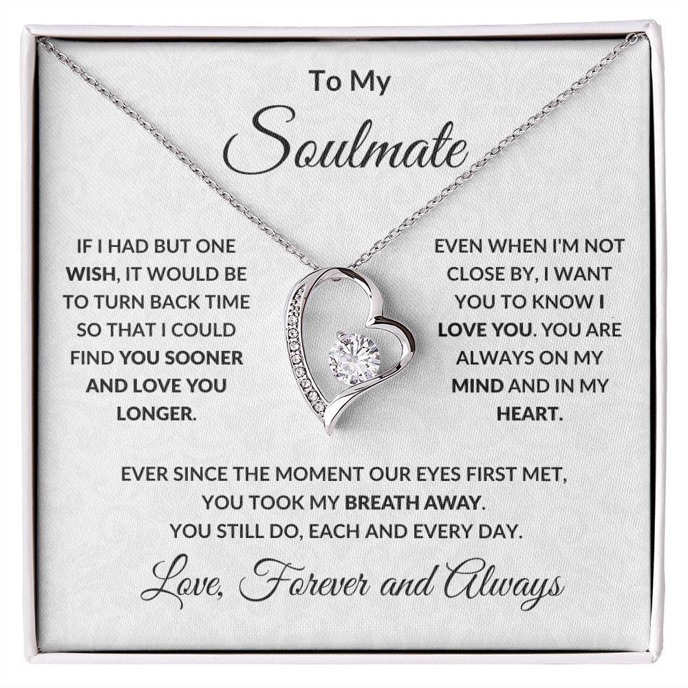 To My Soulmate | Necklace | Stainless Steel Heart Pendant | Forever Love Keepsake | Silver | Gift Box Included -