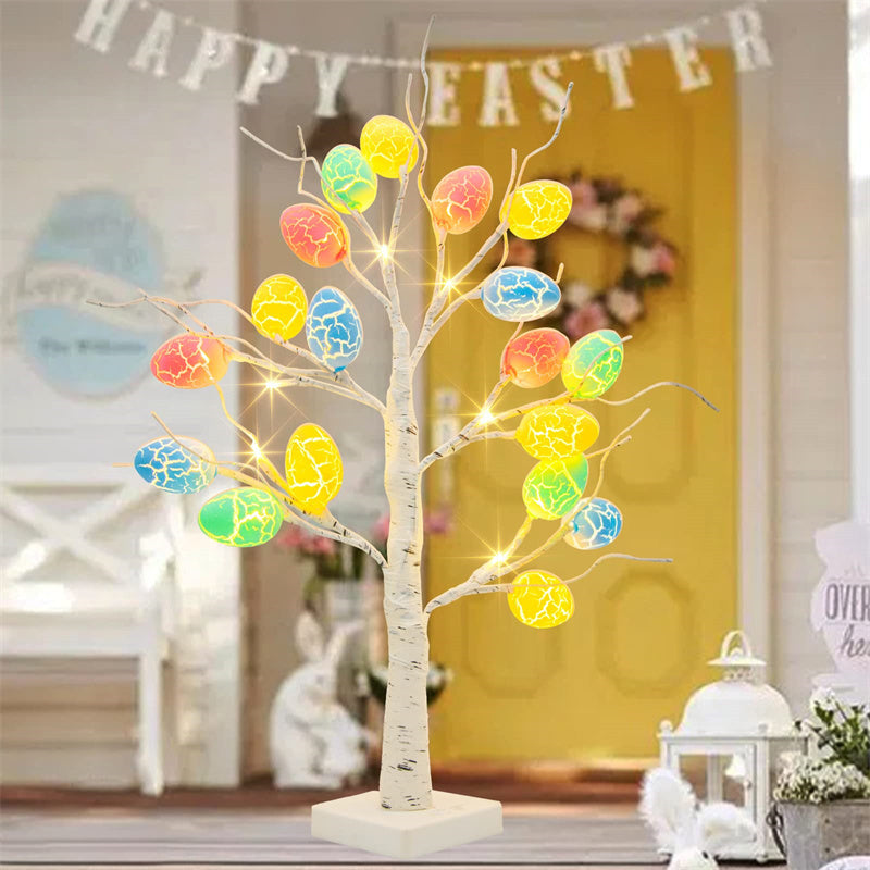 LumiTree | Easter Birch Tree | 24 LED Lights | Adjustable Branches | 60cm Tabletop | Vibrant Easter Decor -