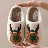 Christmas Elk Winter Slippers | Soft Plush Cozy House Shoes for Men & Women | Anti-Slip Warm Indoor Bedroom Slippers | Cute Holiday Slip-On Shoes | Artificial Wool Lining - Apparel & Accessories > Shoes > Slippers